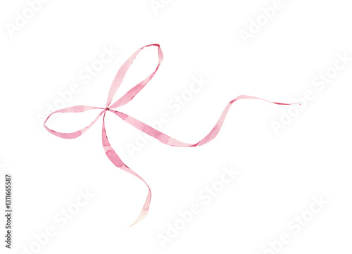 Pink Watercolor Bow Clipart, Preppy Trendy Hand Painted Bow, Coquette Aesthetic image for design, bridal shower, baby shower, bachelorette party, birthday celebration.