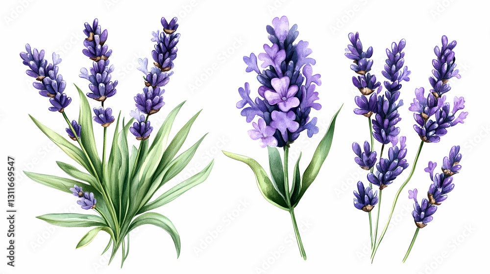 Naklejka premium Beautiful Lavender Flower Illustrations for Botanical Art