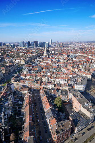 Obraz na płótnie Aerial view on the north of Brussels by clear blue sky w salonie