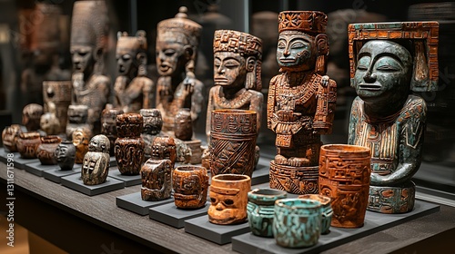 Ancient Mayan Pre Columbian Artifacts Intricate Carved Statues Vessels