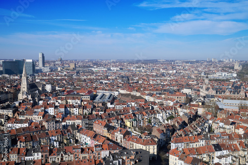 Obraz na płótnie Aerial view on the north of Brussels by clear blue sky w salonie