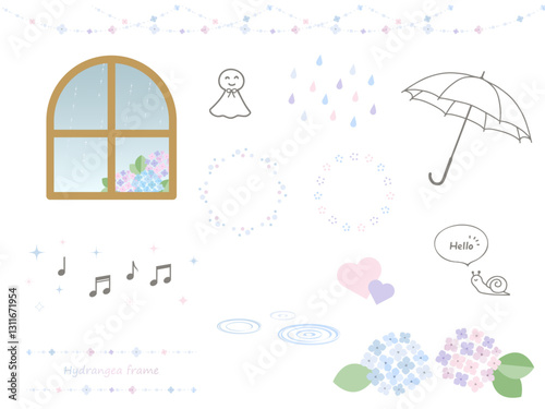 梅雨の季節にぴったりな可愛いイラストのセット