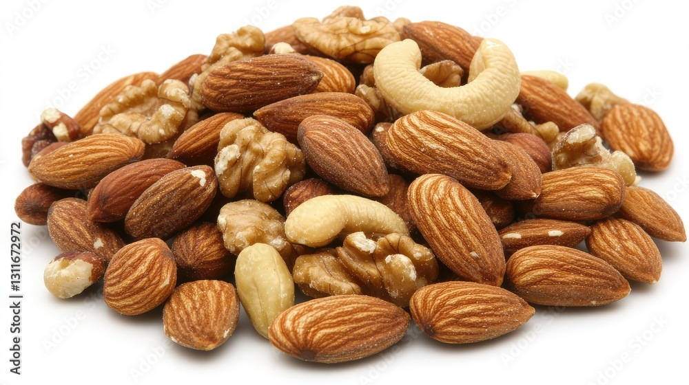 A clean white background with roasted almonds, cashews, and walnuts scattered around, offering room for wellness promotion or snack-related text. A clean white background with roasted almonds, cashews, and walnuts scattered around, offering room for wellness promotion or snack-related text.