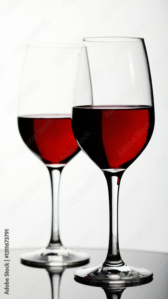 Elegant Wine Glasses with Rich Red Wine - Perfect for Wineries, Restaurants, and Lifestyle Promotions Elegant Wine Glasses with Rich Red Wine - Perfect for Wineries, Restaurants, and Lifestyle Promotions