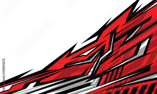 Abstract background red and white stripes car wrap sticker