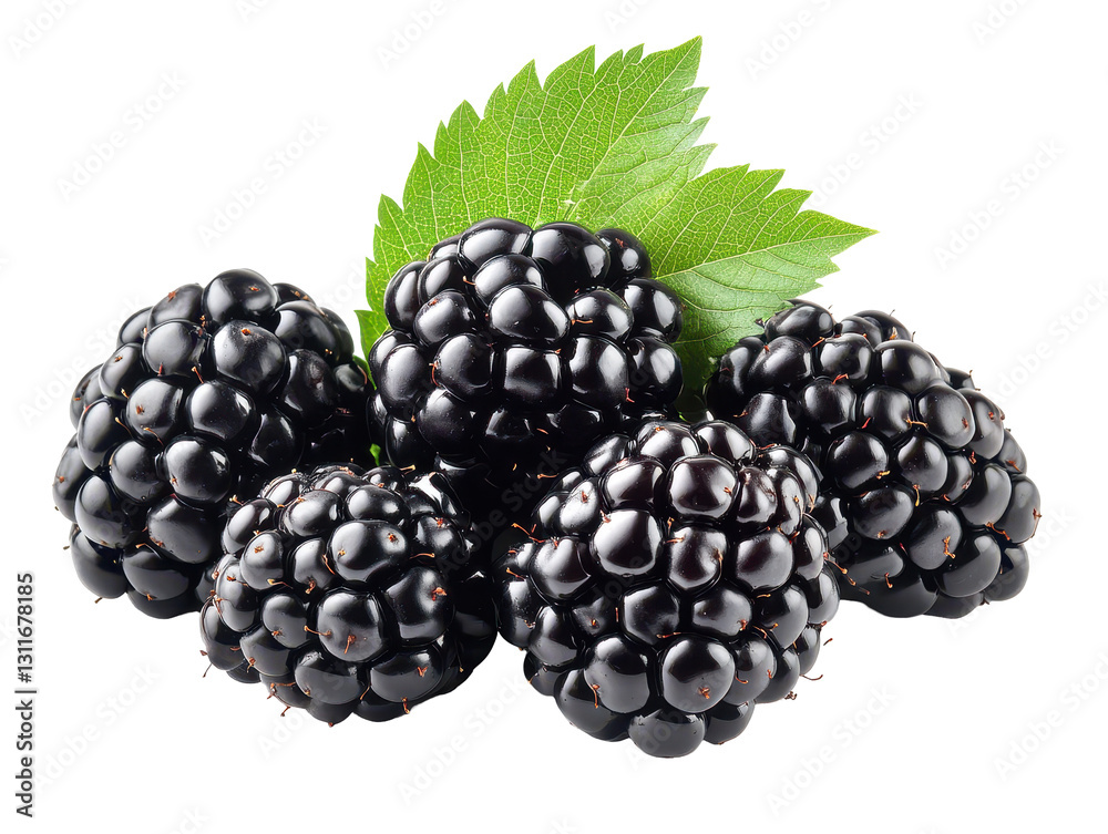 Isolated Five Fresh Blackberries Isolated Five Fresh Blackberries