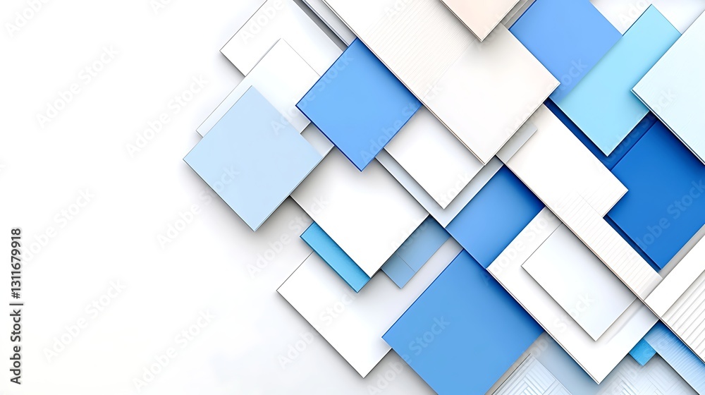 Fototapeta premium Abstract Geometric Background Overlapping Blue and White Squares Design