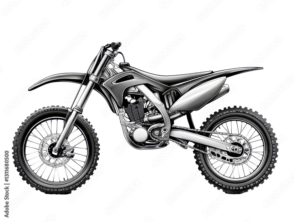 Isolated Detailed Black and Grey Motocross Bike Isolated Detailed Black and Grey Motocross Bike