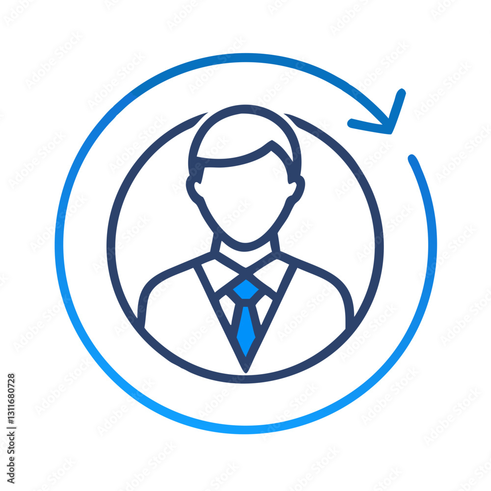 Businessman with circular growth indicator Businessman with circular growth indicator
