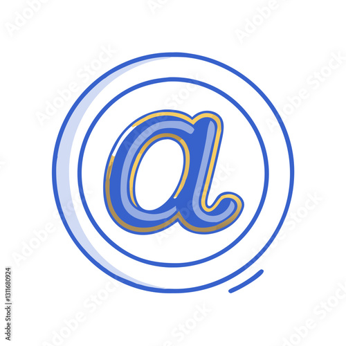 Blue 3D at symbol with curved motion effect