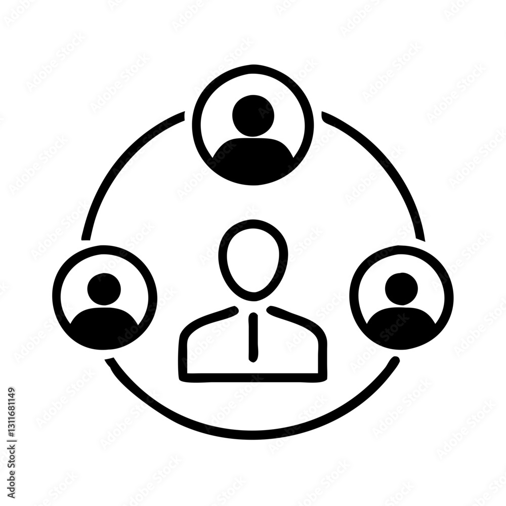 Business network with four connected people Business network with four connected people
