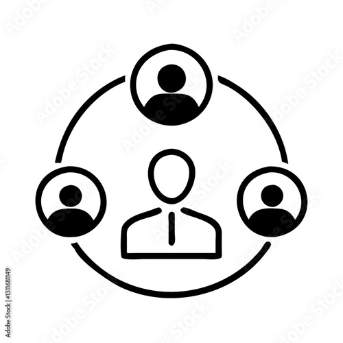 Business network with four connected people