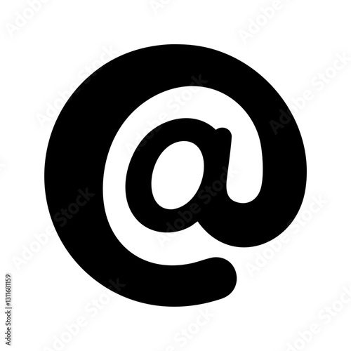 Bold black at symbol in solid circle icon