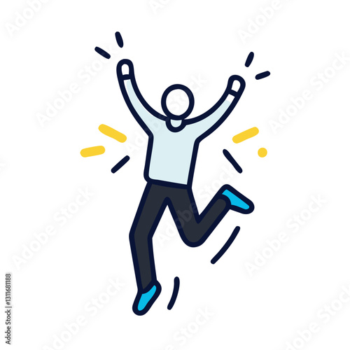 Excited person jumping with joy illustration
