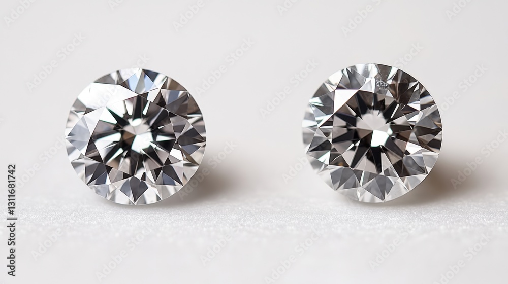 Side-by-side comparison of natural and lab-created diamonds under a jeweler's loupe. Side-by-side comparison of natural and lab-created diamonds under a jeweler's loupe.
