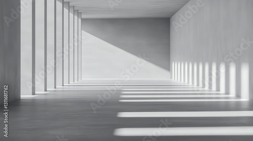 Modern Minimalist Architecture: Sunlit Concrete Hallway