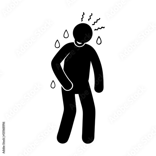 Silhouette of sweating person in discomfort