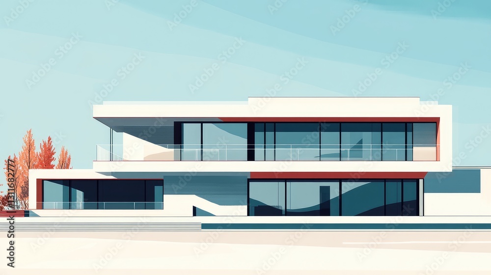A modern street scene with clean architecture, minimalist design, and a clear sky offering room for text. A modern street scene with clean architecture, minimalist design, and a clear sky offering room for text.