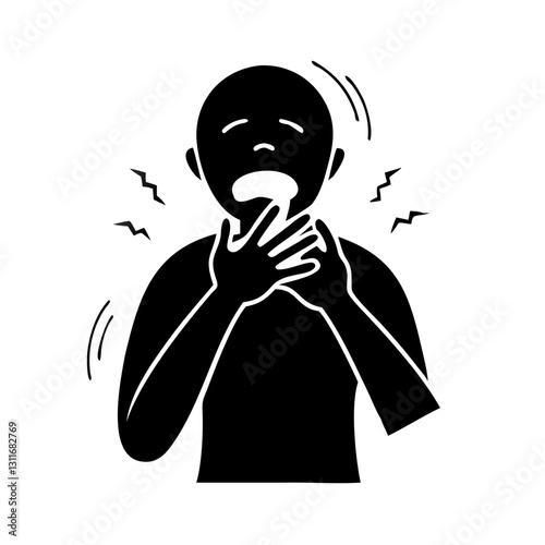 Silhouette of choking person in distress