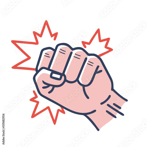 Clenched fist punching with impact effect