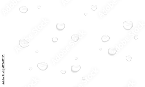 Vector water drop, drops, droplets. PNG drops, condensation on glass, on various surfaces. Realistic drops on a transparent background. Rain and dew