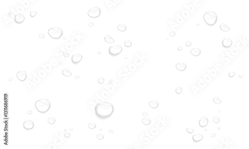 Vector water drop, drops, droplets. PNG drops, condensation on glass, on various surfaces. Realistic drops on a transparent background. Rain and dew