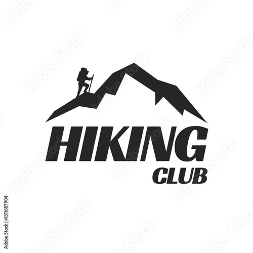 mountain hiking logo vector illustration design