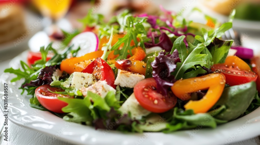 A Colorful And Delicious Chicken Salad With Fresh Vegetables A Colorful And Delicious Chicken Salad With Fresh Vegetables
