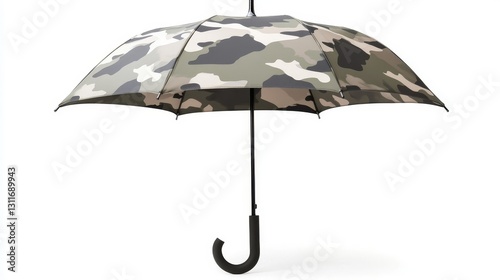 Camouflage Pattern Umbrella with Modern Design and Curved Handle