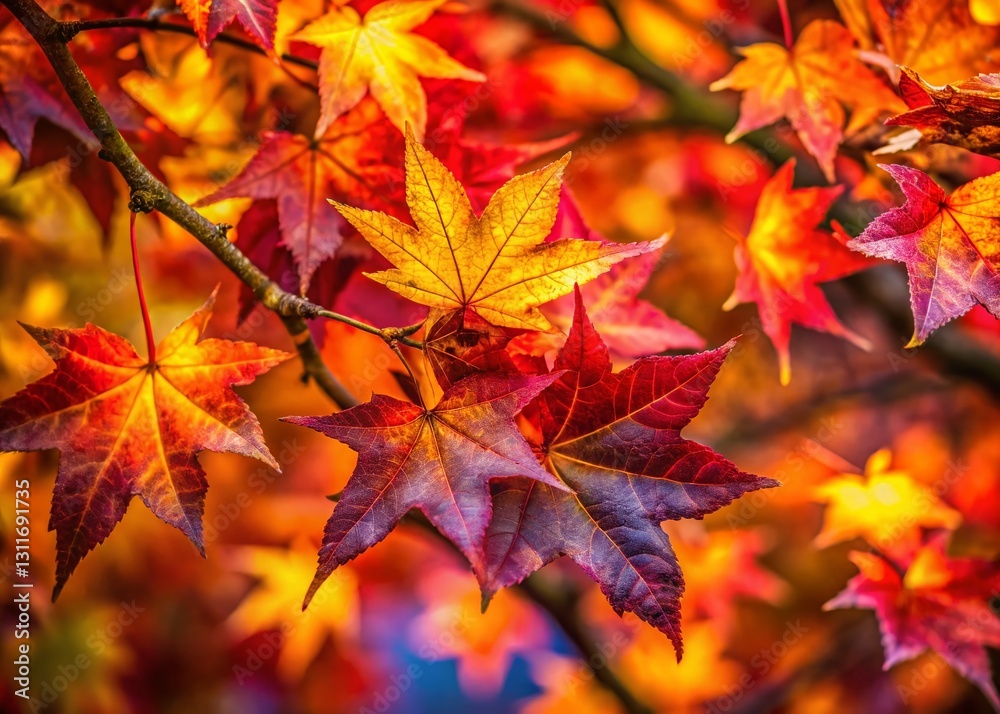 Vibrant Autumn Leaves Macro Photography: Close-up of Colorful Fall Foliage Vibrant Autumn Leaves Macro Photography: Close-up of Colorful Fall Foliage