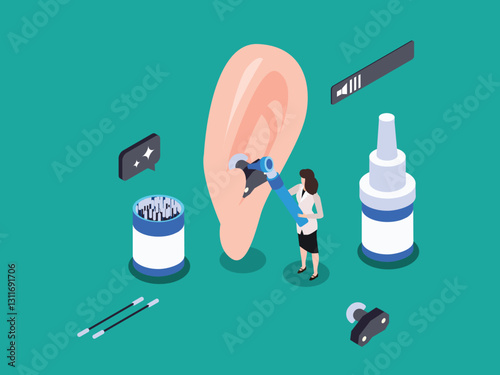 Ear Care and Hearing Health Consultation Concept 3d flat vector illustrations