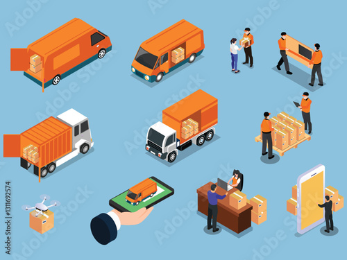 Logistics and Delivery Service – Modern Shipping and Supply Chain Management 3d flat vector illustrations