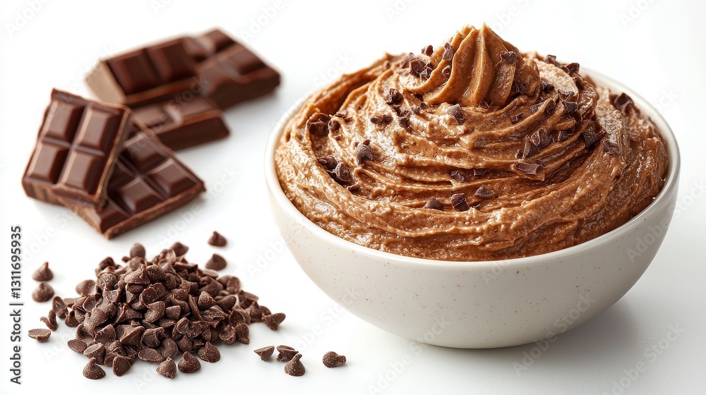 Chocolate Dip in Bowl on White Background Chocolate Dip in Bowl on White Background