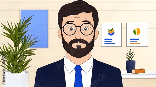 Pixel Art Portrait of a Businessman in a Minimalist Office Setting