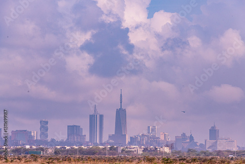 time lapse clouds over city Nairobi City County National Park Kenya East Africa Landscape Cityscapes Skyline Skyscrappers 
