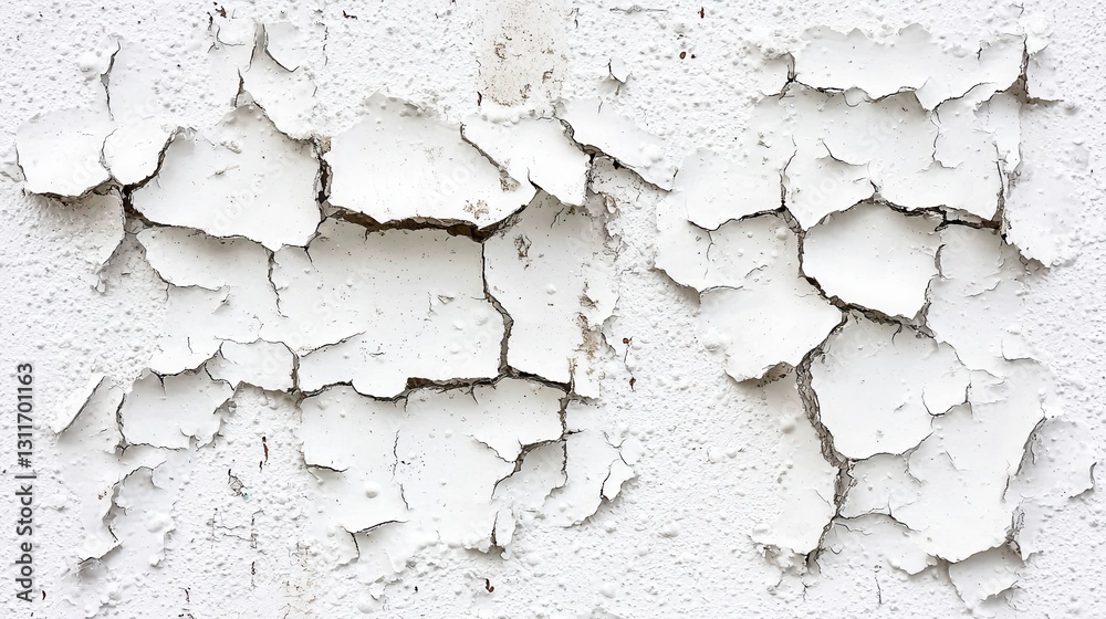 Obraz premium Cracked White Painted Wall Exterior