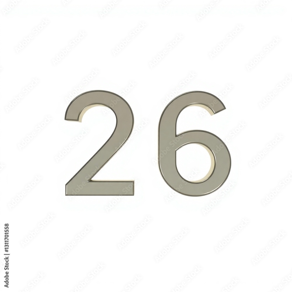 High-resolution stock photo of the number 26, sharp focus, crisp edges, minimalist aesthetic, professional commercial use, neutral color palette High-resolution stock photo of the number 26, sharp focus, crisp edges, minimalist aesthetic, professional commercial use, neutral color palette