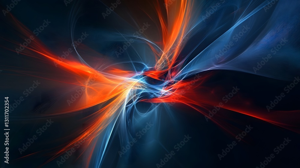 Abstract swirling blue and orange light patterns Abstract swirling blue and orange light patterns