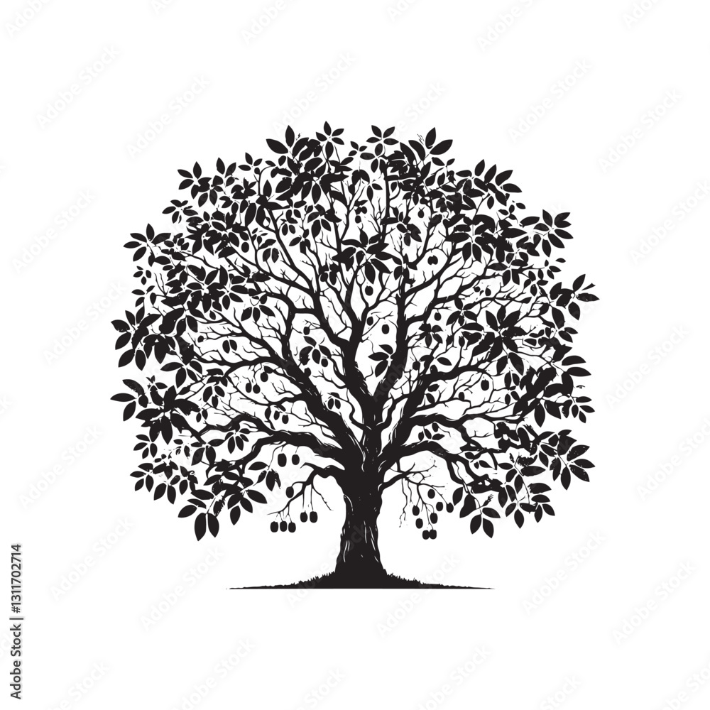 Black Walnut Tree Vector - Silhouette of Black Walnut tree - Tree art - Tree Design - Black Walnut Tree Illustration. Black Walnut Tree Vector - Silhouette of Black Walnut tree - Tree art - Tree Design - Black Walnut Tree Illustration.
