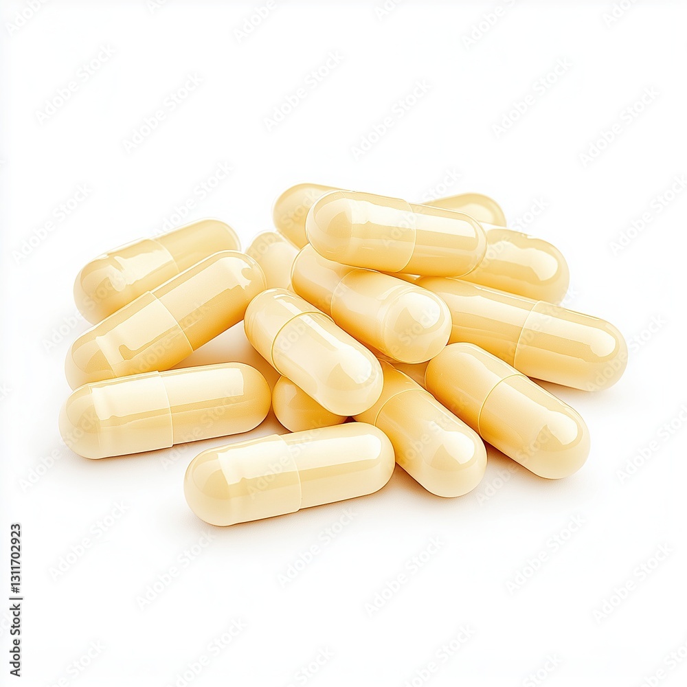Small pile of capsules on white backgorund Small pile of capsules on white backgorund