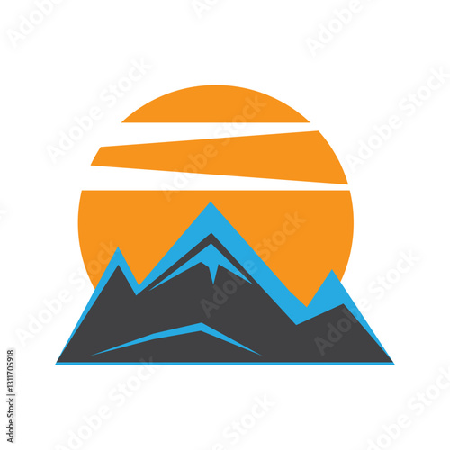 mountain icons set