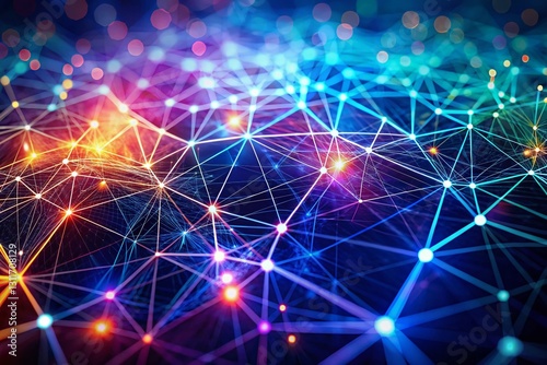 Vibrant Glowing Digital Network: Abstract Tech Background with Copy Space