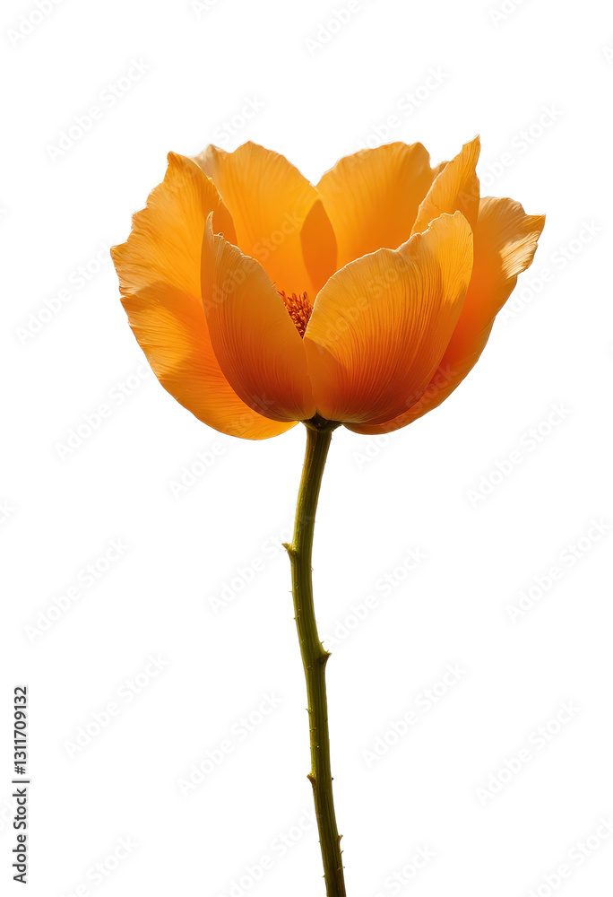 Naklejka premium Vibrant Orange Tulip on Transparent Background