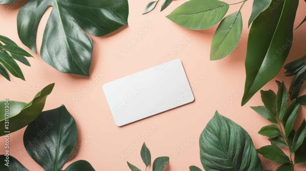 Naklejka premium Blank Card Surrounded by Leaves