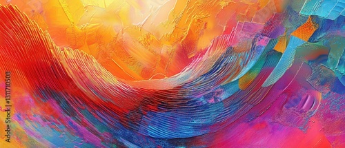 Wallpaper Mural Abstract digital waves composed of vibrant color layers and angular geometric patterns Torontodigital.ca