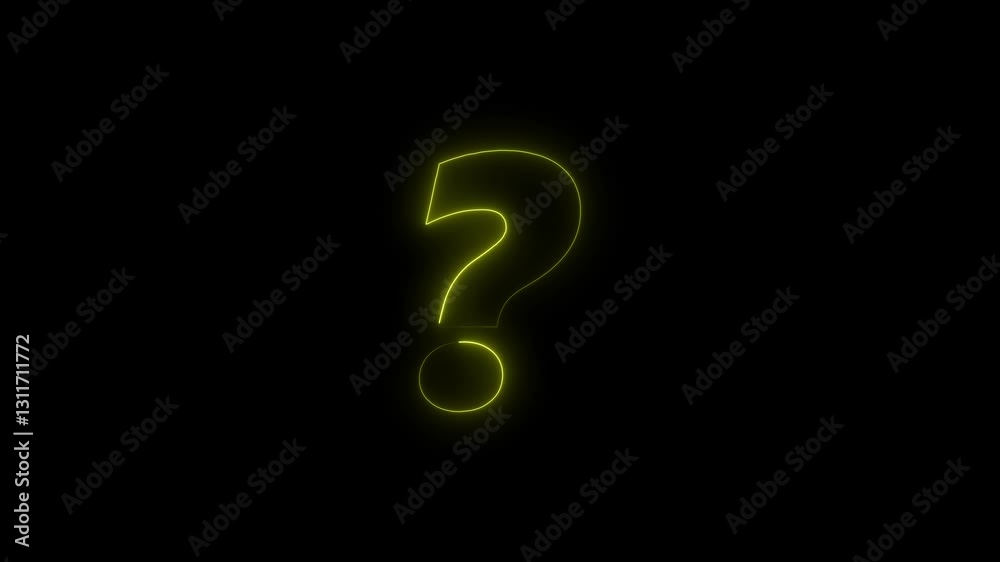 glowing neon color question mark icon animation on black background glowing neon color question mark icon animation on black background