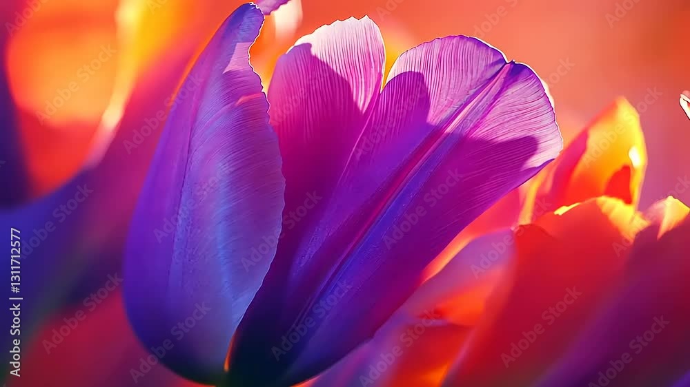 A close-up of vibrant tulip petals showcasing rich colors and delicate textures.