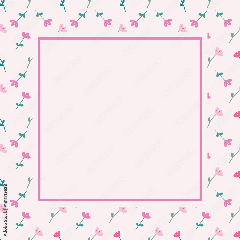 Cute frame, border pink floral style for use in presentation, wedding, holiday and invitation. Pink flower for decorating cards, gift wrapping, posters Cute frame, border pink floral style for use in presentation, wedding, holiday and invitation. Pink flower for decorating cards, gift wrapping, posters