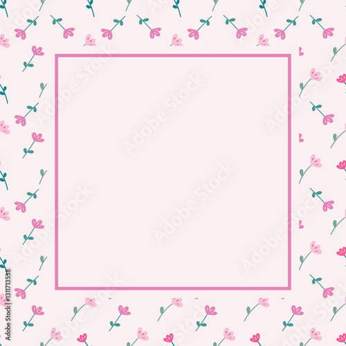 Wallpaper Mural Cute frame, border pink floral style for use in presentation, wedding, holiday and invitation. Pink flower for decorating cards, gift wrapping, posters Torontodigital.ca