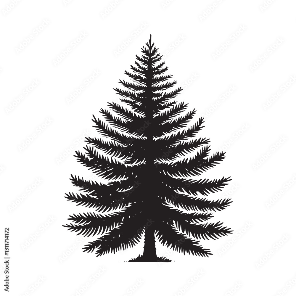 Fototapeta premium Blue Spruce Tree Vector - Blue Spruce Tree Silhouette - Minimalist Tree Illustration.